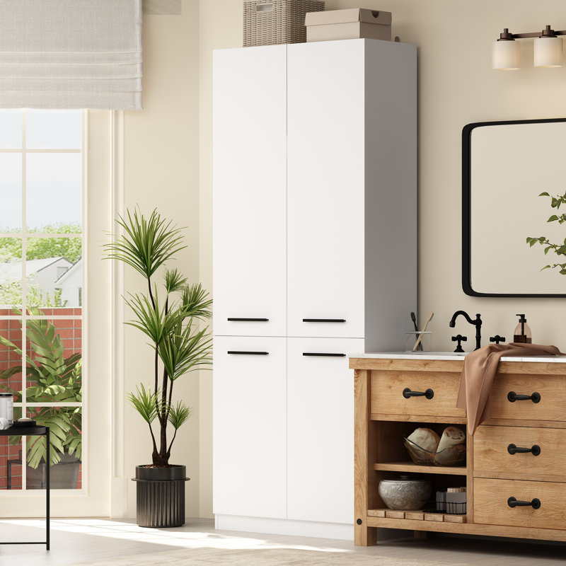 Armoire de salle de bain blanche avec rangement solide