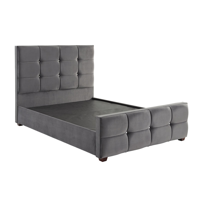 Darrell Upholstered Bed, Single (3'), Plush Steel