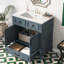 Meuble-lavabo de 30 po avec lavabo en céramique, armoire de rangement en bois massif avec portes à fermeture douce-1525900008