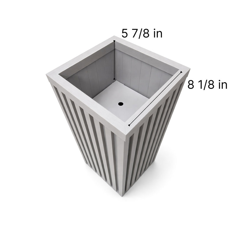 Boîte à fleurs carrée à colonne grise dans un abat-jour gris brun, aluminium léger conçu pour une utilisation à long terme, ouverture de drainage prédécoupée, finition thermolaquée de couleur unie et bois moderne, plateau intérieur réglable