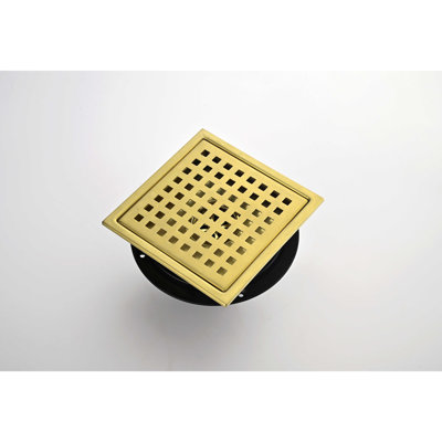 6 Inch Square Shower Floor Drain Square Shower Floor Drain With Flange,Pattern Grate Removable,Food-Grade SUS 304 Stainless Steel