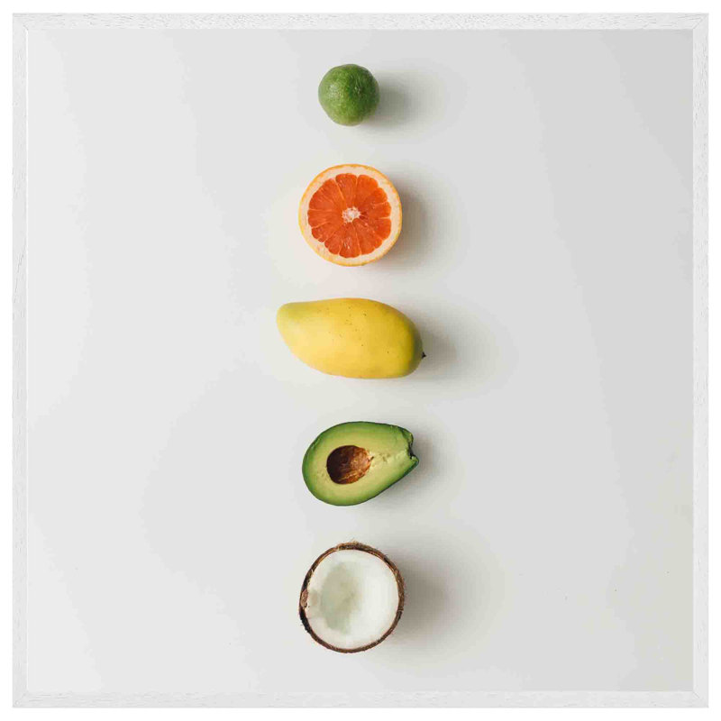 Genia Selection Of Fruit - Single Picture Frame Print, 76cm H x 76cm W x 4cm D, White