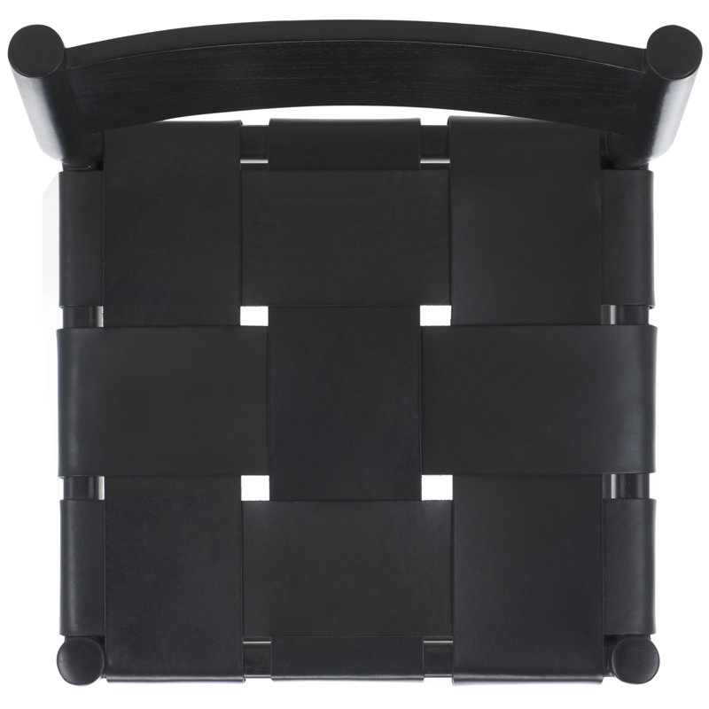 Devnie Woven Leather Counter Stool, Black