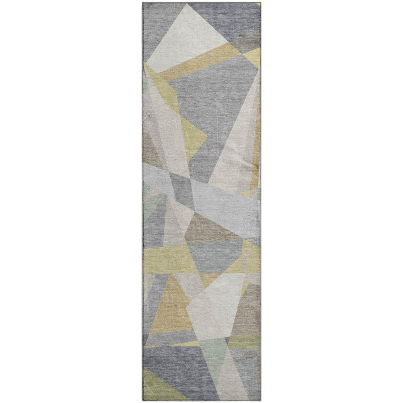 Premium Machine Washable Slesnick AMF1666 Geometric Rug, Runner 2'3" x 7'6"