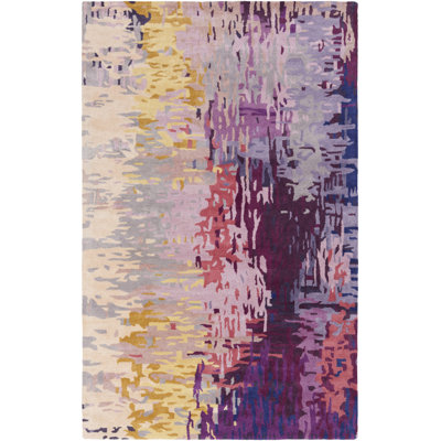 Tapis mauve / jaune / gris à motif abstrait Ratcliff