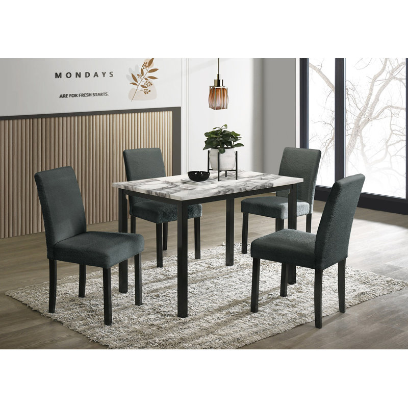 Ensemble de salle à manger 5 pièces Coussins de coin-repas rembourrés 4X, Gris