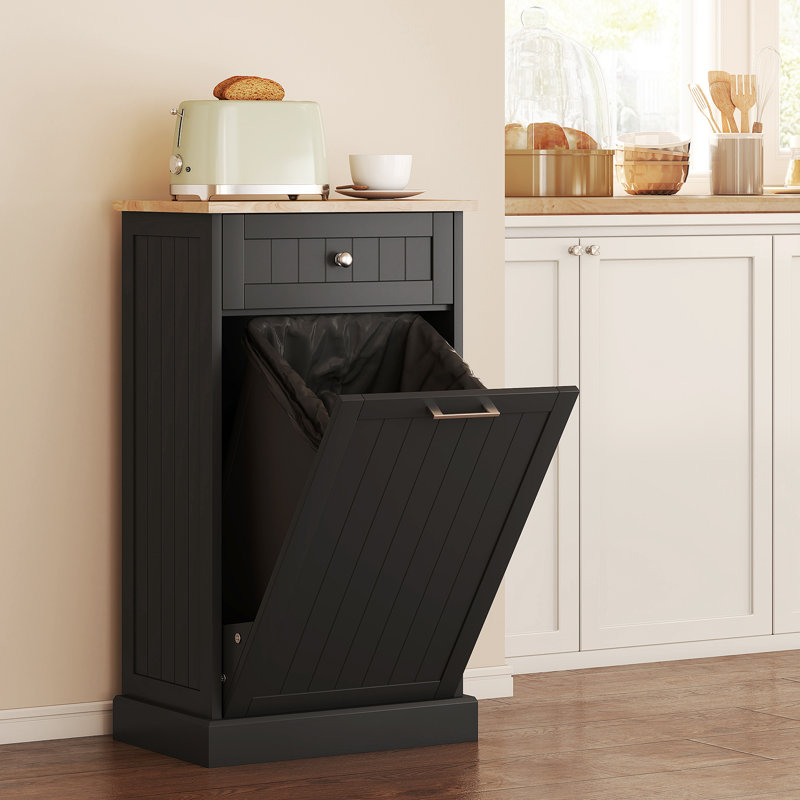 Porte-poubelle autoportant avec tiroir Kitchen Tilt Out, Noir