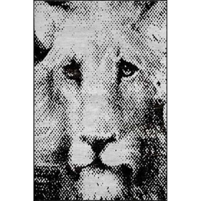 Tapis décoratif moderne à motif de lion noir, Rectangle 2 pi 4 po x 4 pi
