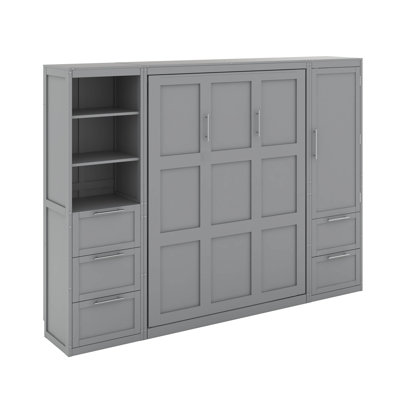 Queen Size Murphy Bed With Closet ,Drawers And Shelves