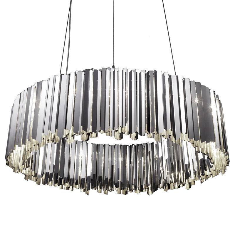 Facet Chandelier, Polished Brass, 11.8" H x 39.4" W x 39.4" D