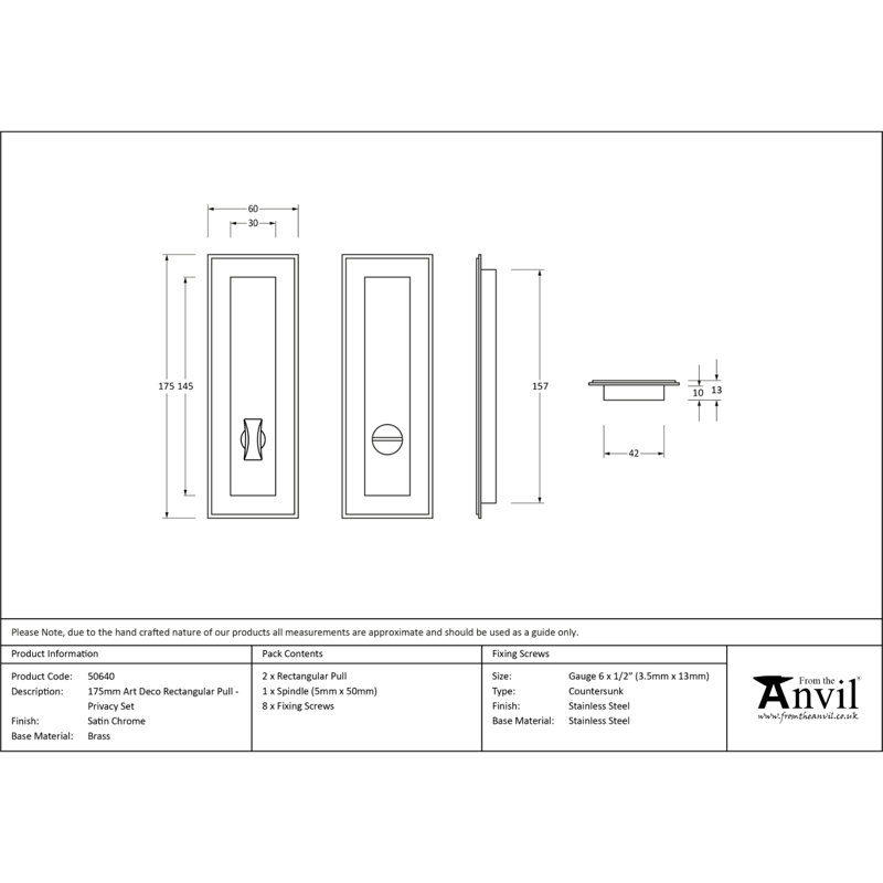 Door Accessory, 17.5cm H x 6cm W x 1.3cm D, Satin Chrome