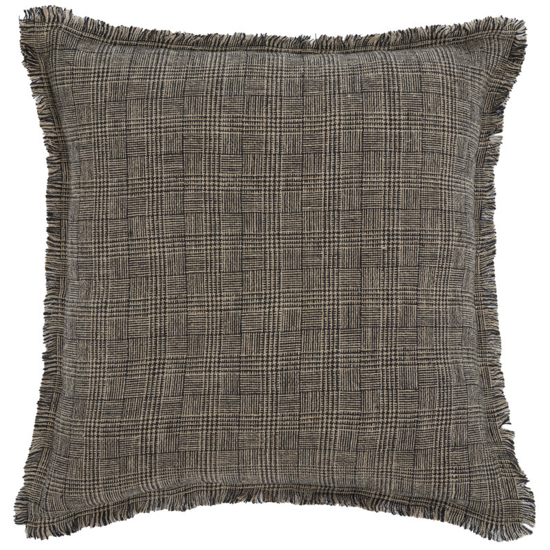 Inara 20" Black and Natural Linen Throw Pillow