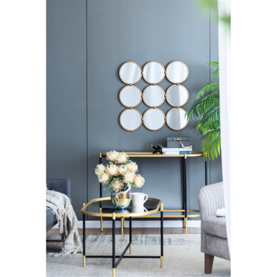 Miroir décoratif contemporain de 27,2 po en fer, lustre champagne pour la chambre à coucher, le salon et le vestibule