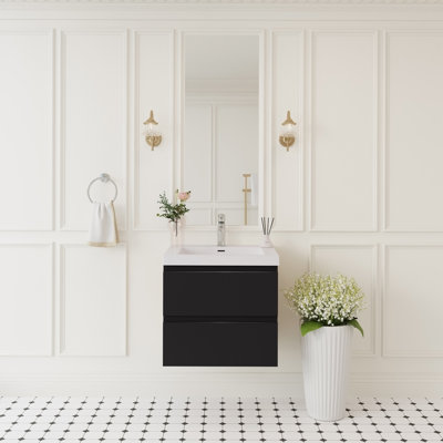 Meuble-lavabo mural 24 po avec lavabo et rangement mural moderne