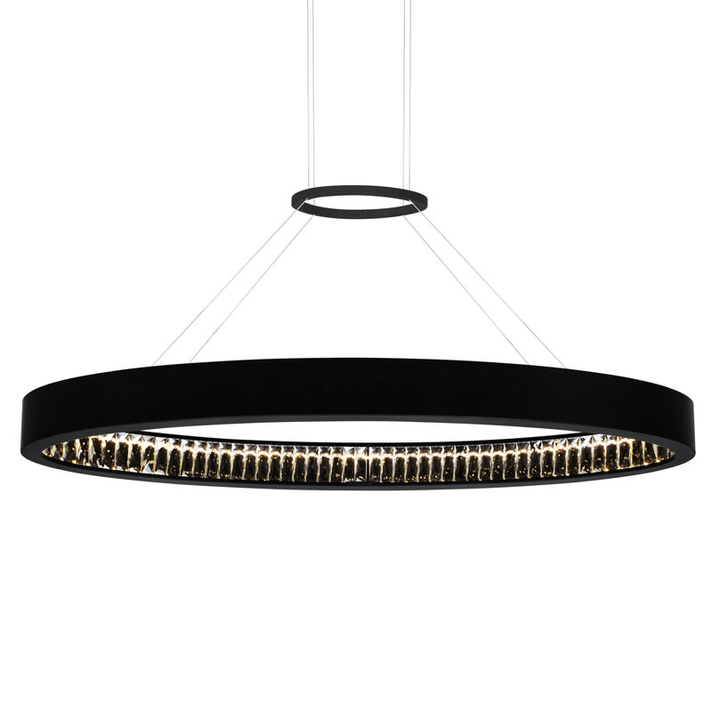 Lustre à DEL noir mat - Plafonnier moderne à intensité variable minimaliste, Noir mat, H 3 po x l 42 po x P 42 po