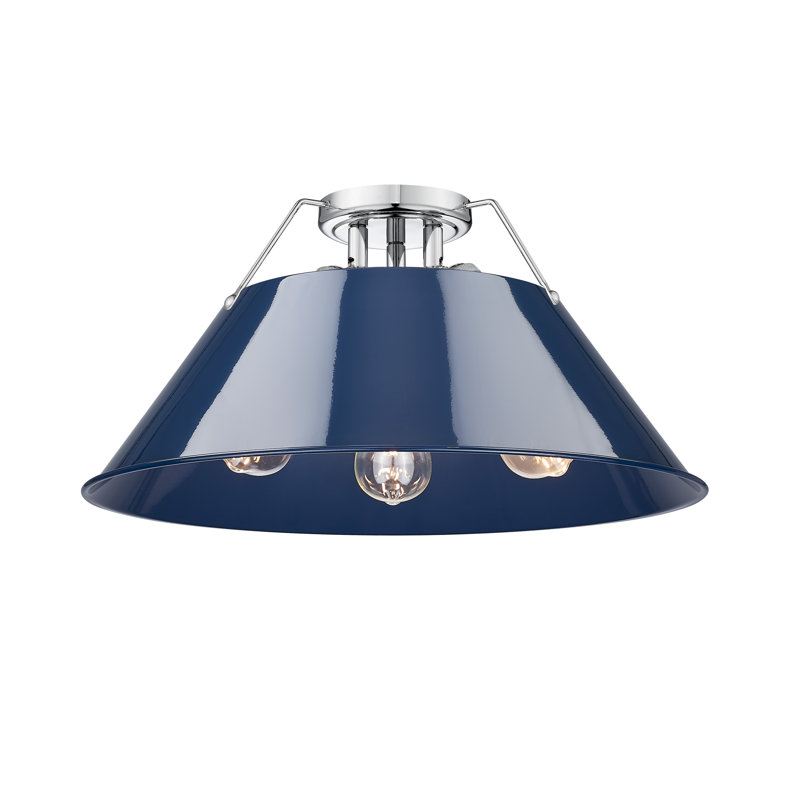 Plafonnier encastré 3 lumières Weatherford, Matte Navy, Chrome