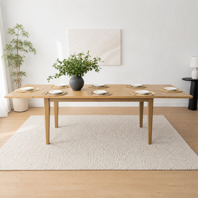 Ensemble de table de salle à manger extensible en placage de bois de 72" à 104" avec 8 chaises de tonneau rembourrées, Wine
