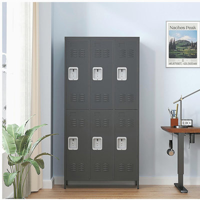 6 casiers en métal de 72 po de hauteur avec serrure pour les employés et armoire de rangement