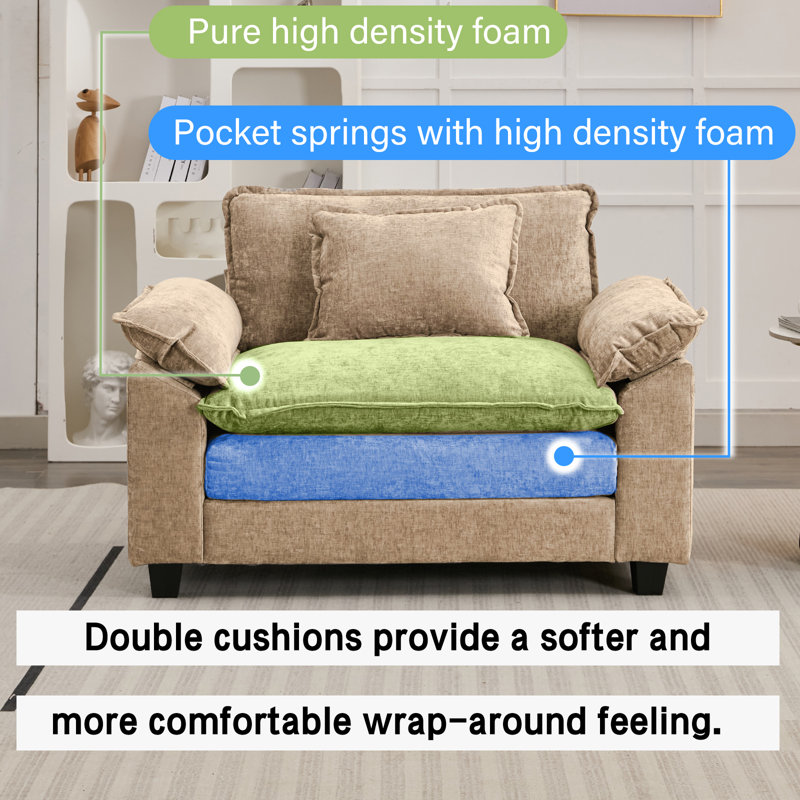 Fauteuil 53 "Comfy Cloud Couch, Chenille kaki