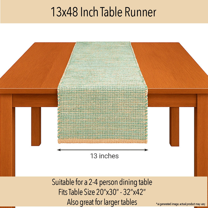 Chemin de table Pingham, 48 po x 13 po, Beige/vert
