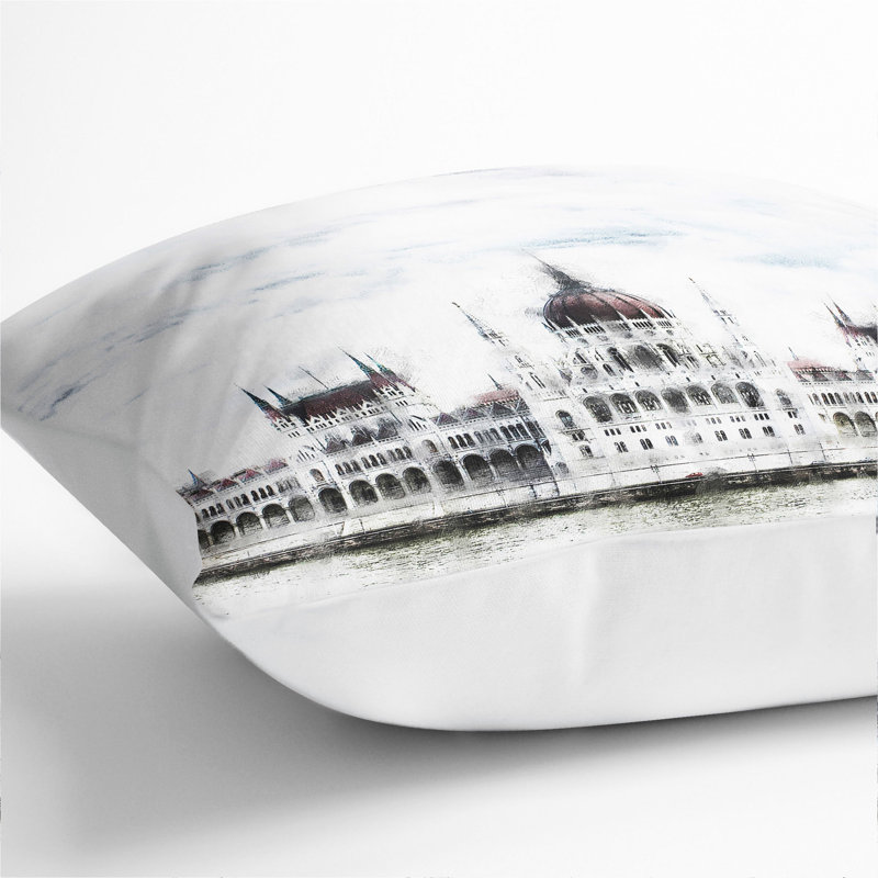 Square Cushion, 40cm H x 40cm W x 15cm D, White
