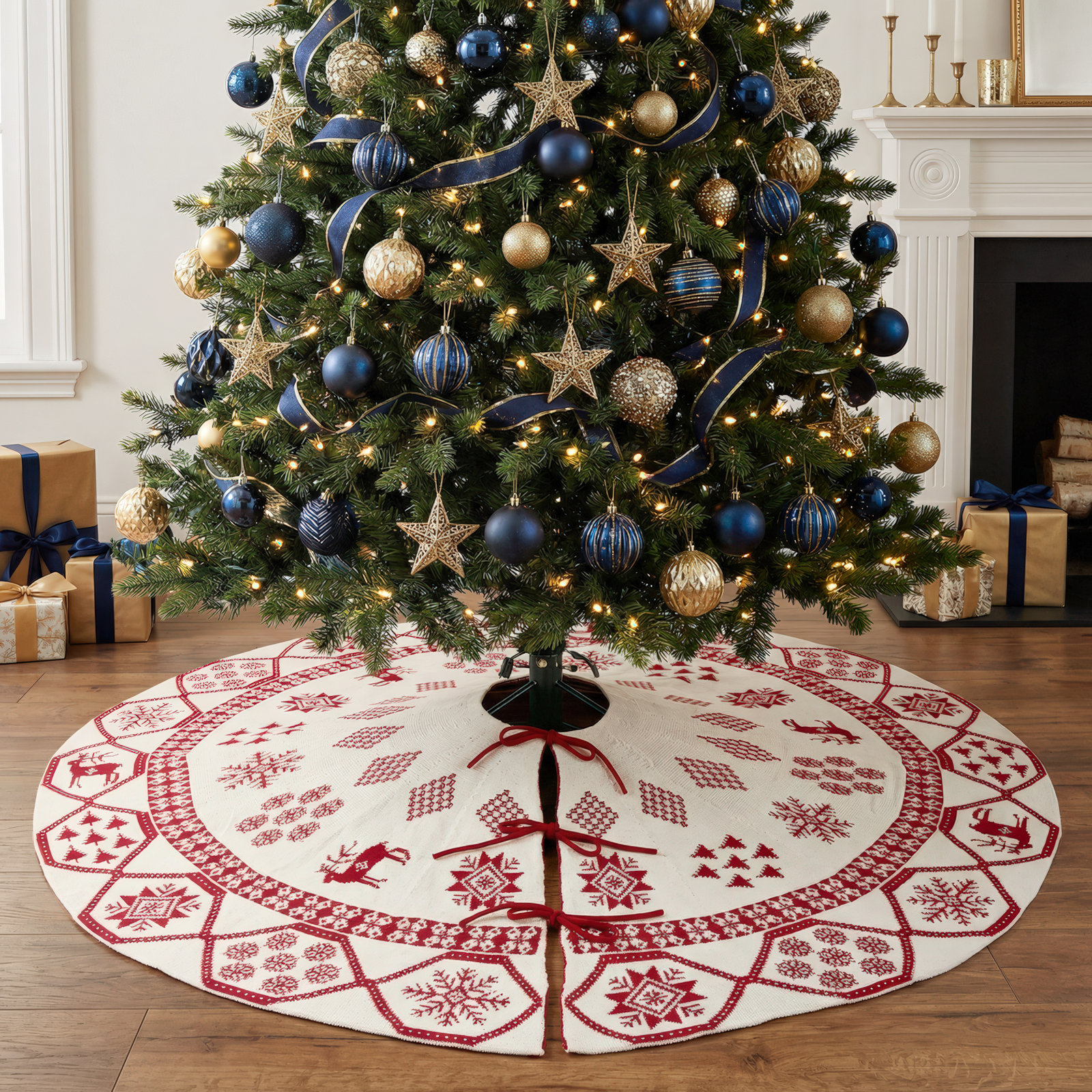 Fair Isle Collection Reversible Knit Tree Skirt, 72" W
