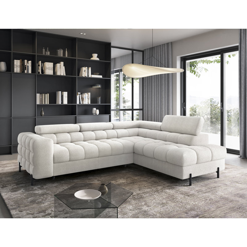 Burglind 5 Seater Sofa Bed, White Amore 1, Right Hand Facing