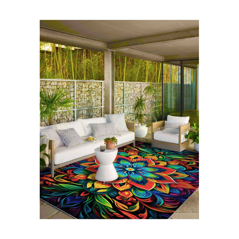 Tapis multicolore à motif floral en pierre tissé et lavable à la machine, Tapis de couloir 3 pi 3 po x 9 pi 10 po