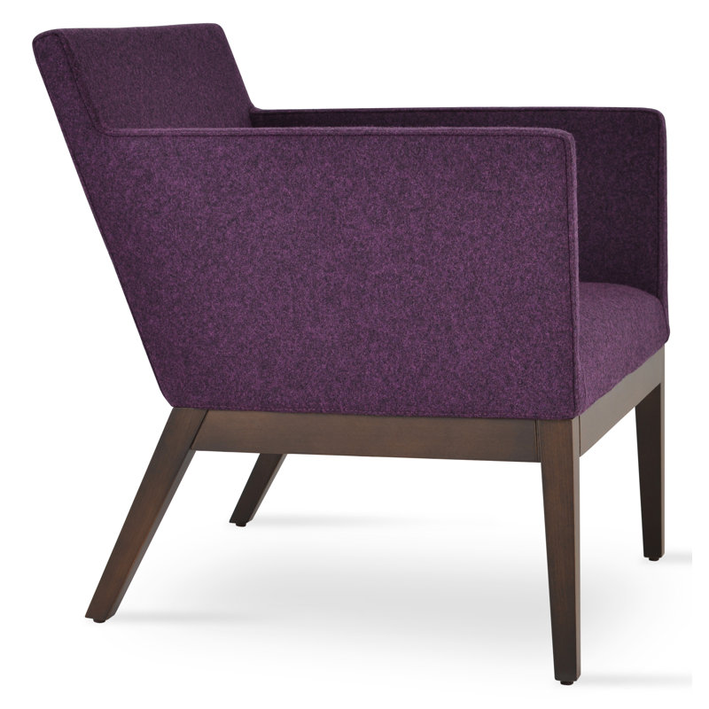 Fauteuil en bois Harpout, Similicuir marron foncé