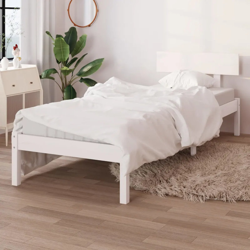 Bed Frame Solid Wood, white, 90 x 200cm
