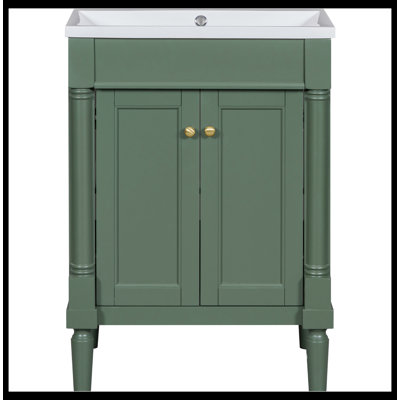 Meuble-lavabo sur pied simple en céramique avec plateau en céramique 24 po Neyzer