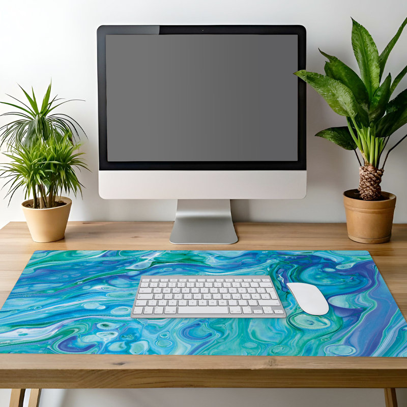 CounterArt Blue Fluidity Large Waterproof Desk Protector Mat 32" x 16"