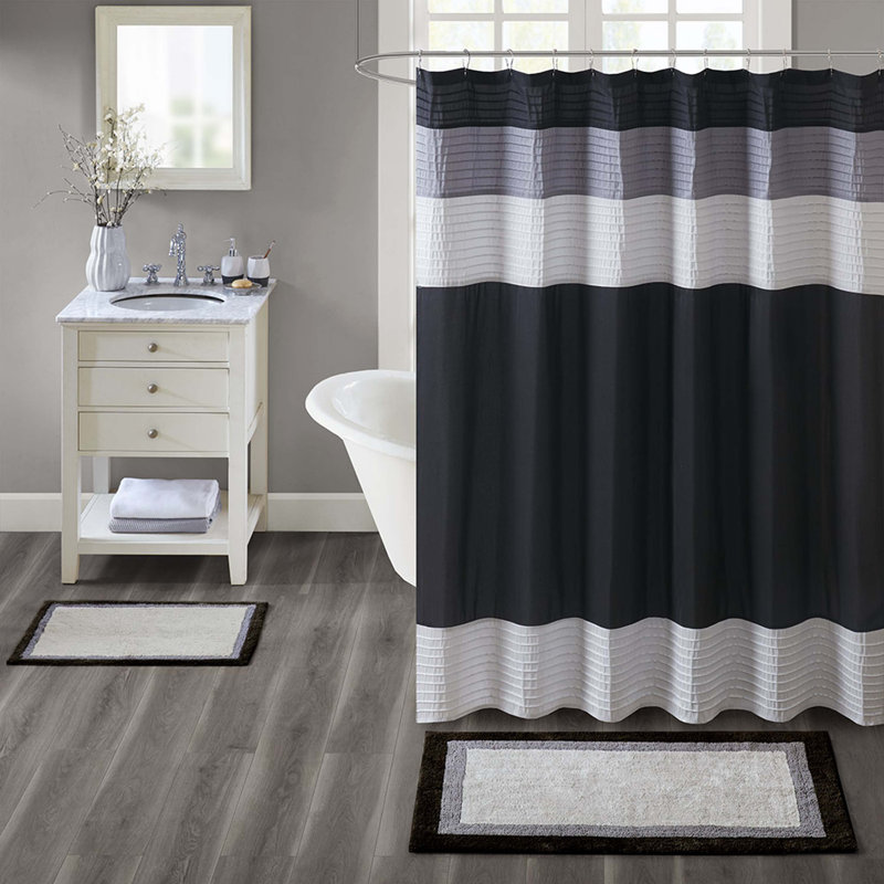 Tapis de bain en coton touffeté antidérapant, Simple - L 20 po x l 30 po, Noir
