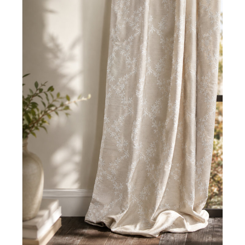 Thales Room Darkening Curtain Single Panel, Beige, 52" x 108"