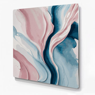 Aquarelle abstraite 66, art mural en métal rose