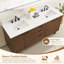 Meuble-lavabo double 72 po en chêne brossé brun avec grain de pierre blanc Mowry