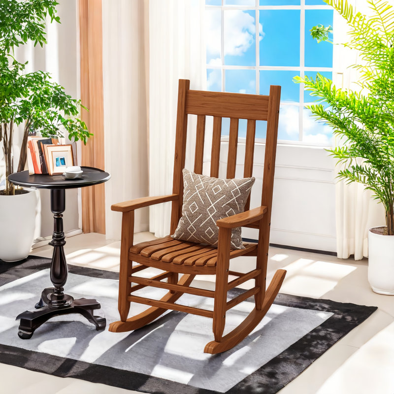 Chaise berçante moderne en bois massif, Noyer