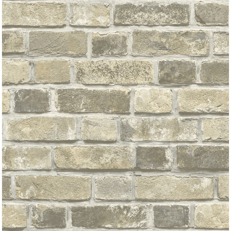 Bryanna Peel & Stick Brick Roll, Tan/Gray