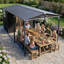 Abri de rangement en métal 11,3 x 23 pi, garage en acier robuste avec porte coulissante, panneau UV et toit incliné imperméable, gris