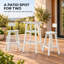 Ensemble de table de bar avec 2 tabourets, table haute carrée de 107 cm (42 pouces), aspect bois texturé blanc, tabourets avec dossier et repose-pieds, gain de place pour terrasse, jardin ou balcon.-102181034