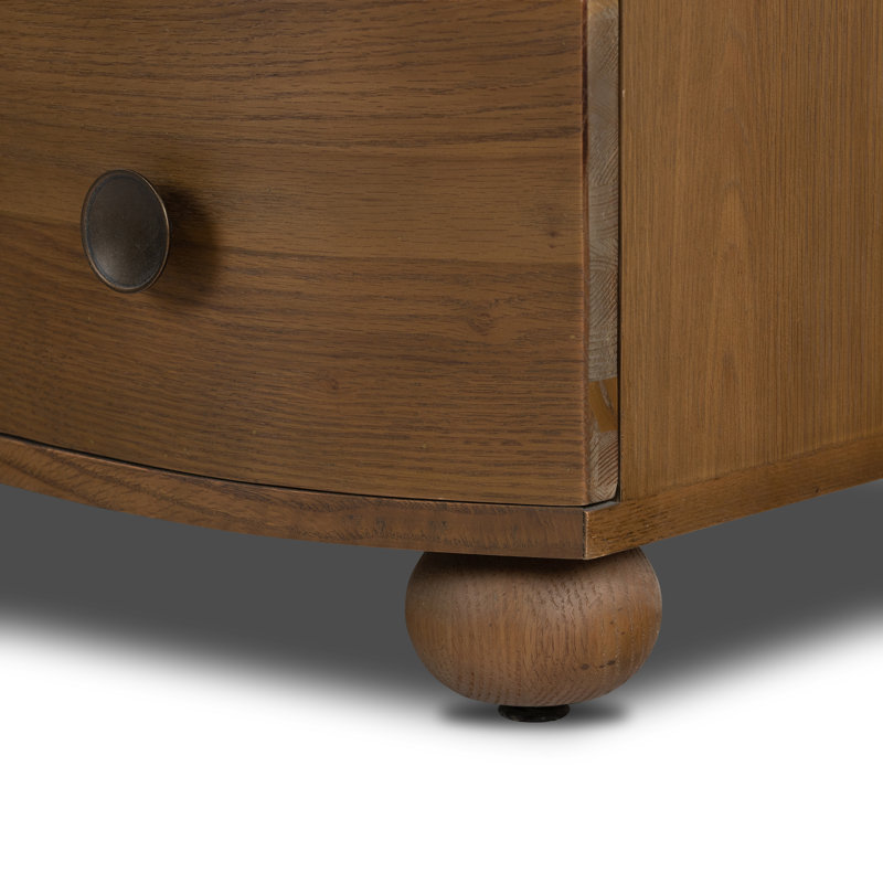 Tiago 3 - Drawer Solid Wood Nightstand, Toasted Oak