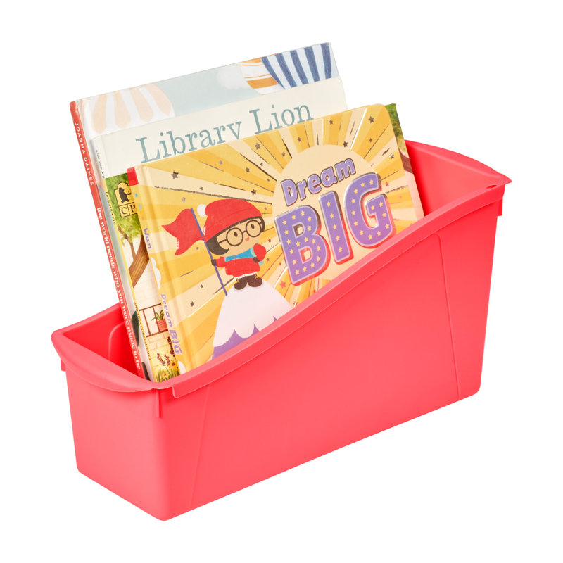 ECR4Kids Linking Plastic Storage Book Bin, Multipurpose Organization, 10-Piece, Neon Pink