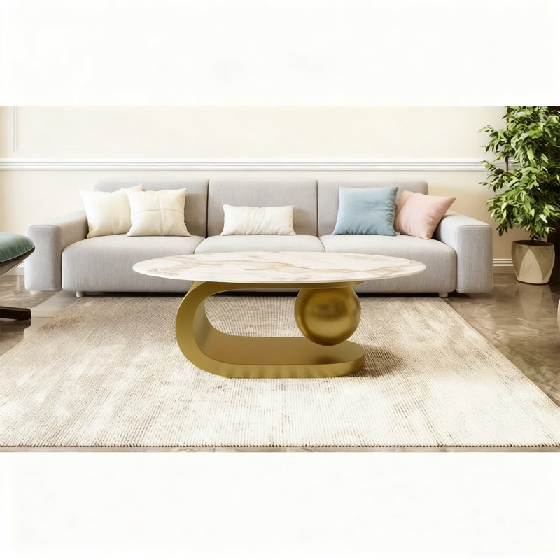 Table basse en marbre, tables basses ovales pour le salon