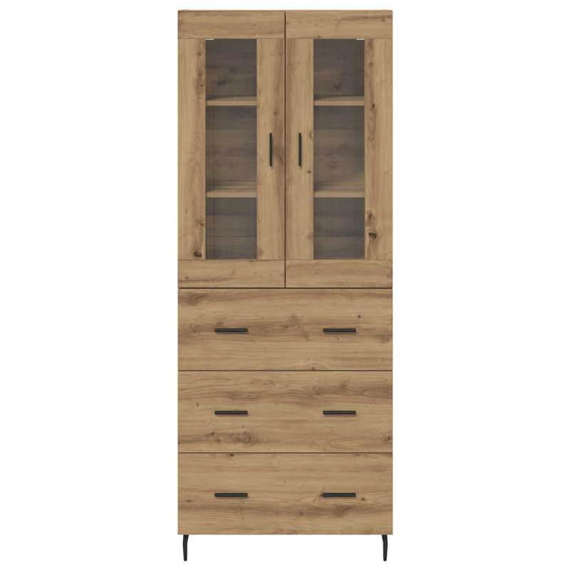  Highboard 2 Pcs Artisan Oak Engineered Wood And Glass, Artisan Oak