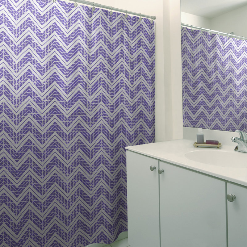 Rideau de douche simple à chevrons à la main classic, Mauve clair / blanc