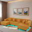 Canapé modulaire moderne en forme de U avec bande lumineuse à DEL RVB et 6 coussins-1765745617