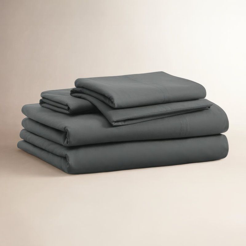 Percale Sheet Set, Full, Charcoal