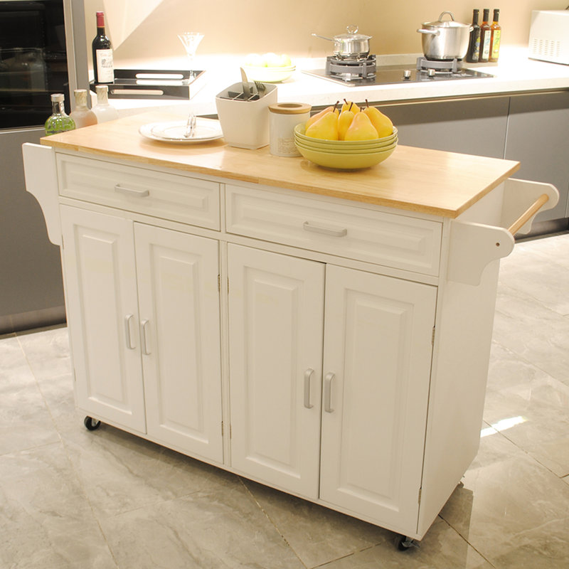 Îlot de cuisine moderne avec tablettes réglables - Chariot de rangement polyvalent et pratique qui s'adapte à votre style de vie