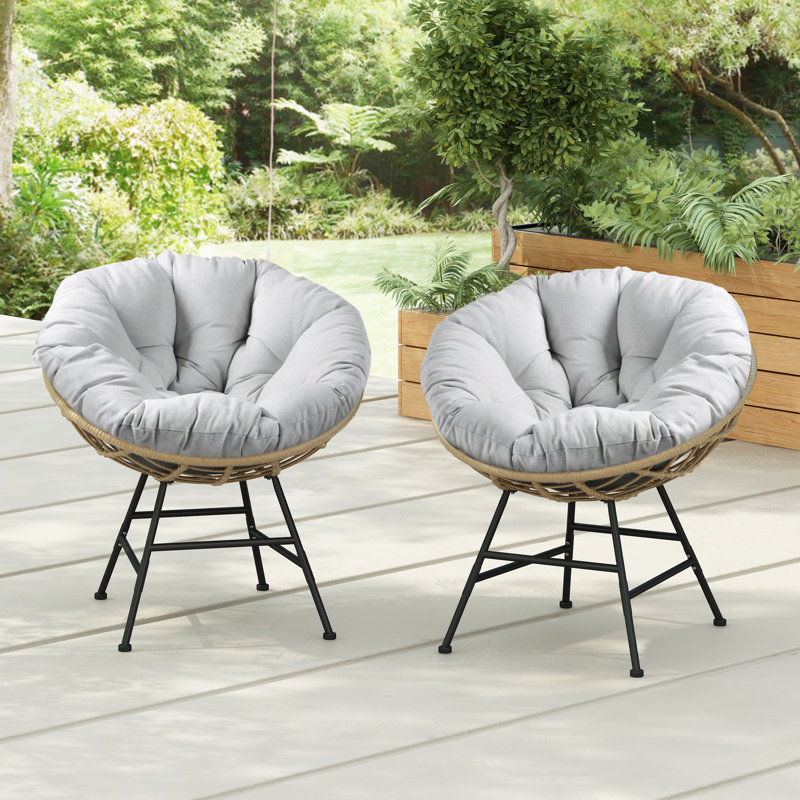 Ensemble de 2 chaises longues d'extérieur en osier