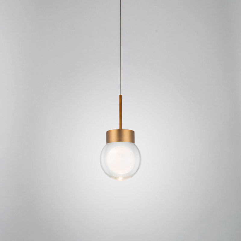 Double Bubble 1 - Light Single Globe LED Pendant, Aged Brass